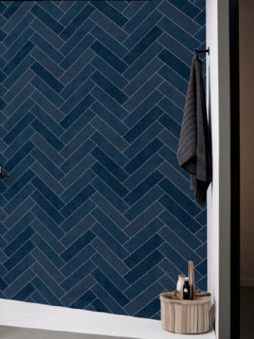 Large Navy Chevron 1.0m x 2.4m Shower Panel