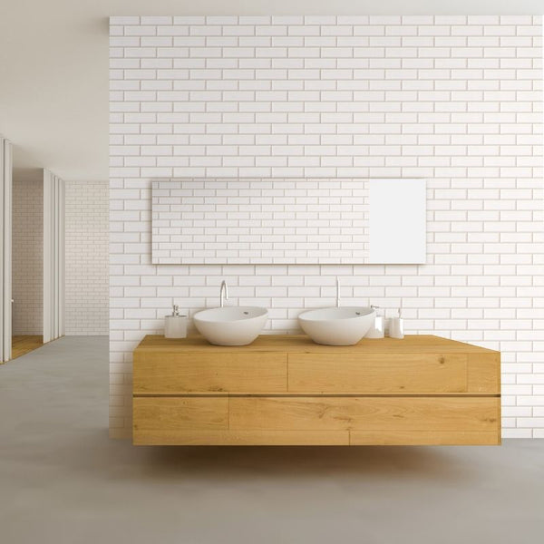 Large London White Tile 1.0m x 2.4m Shower Panel